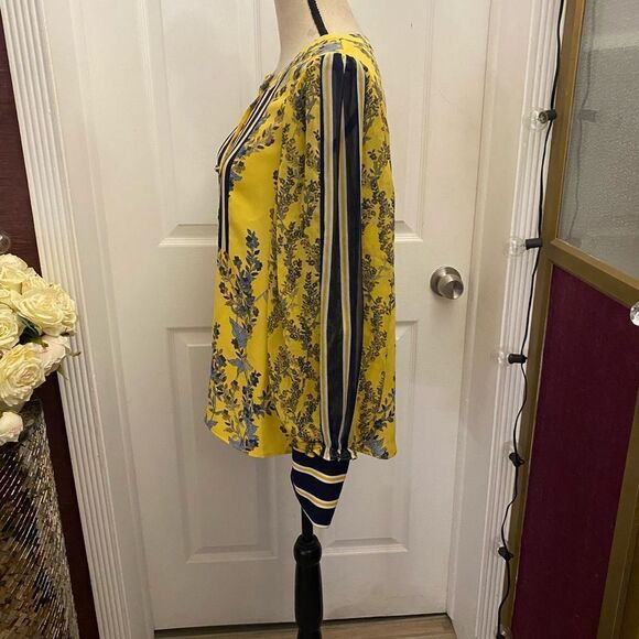 BCBGMaxAzria Yellow and Blue Floral Blouse - Picture 3 of 12